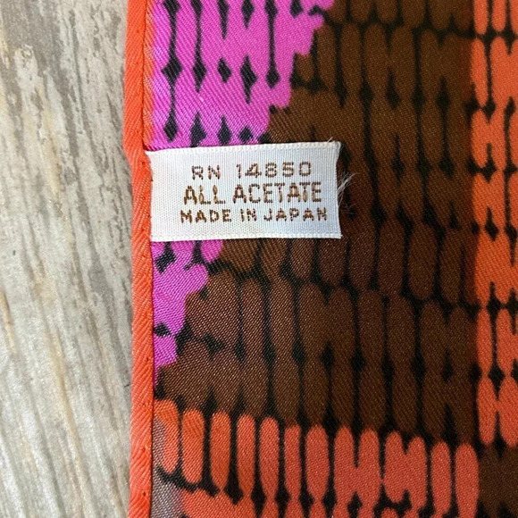 Vintage 60s Robinson Golluber Japanese Acetate Geometric Rectangular Scarf - Picture 3 of 6